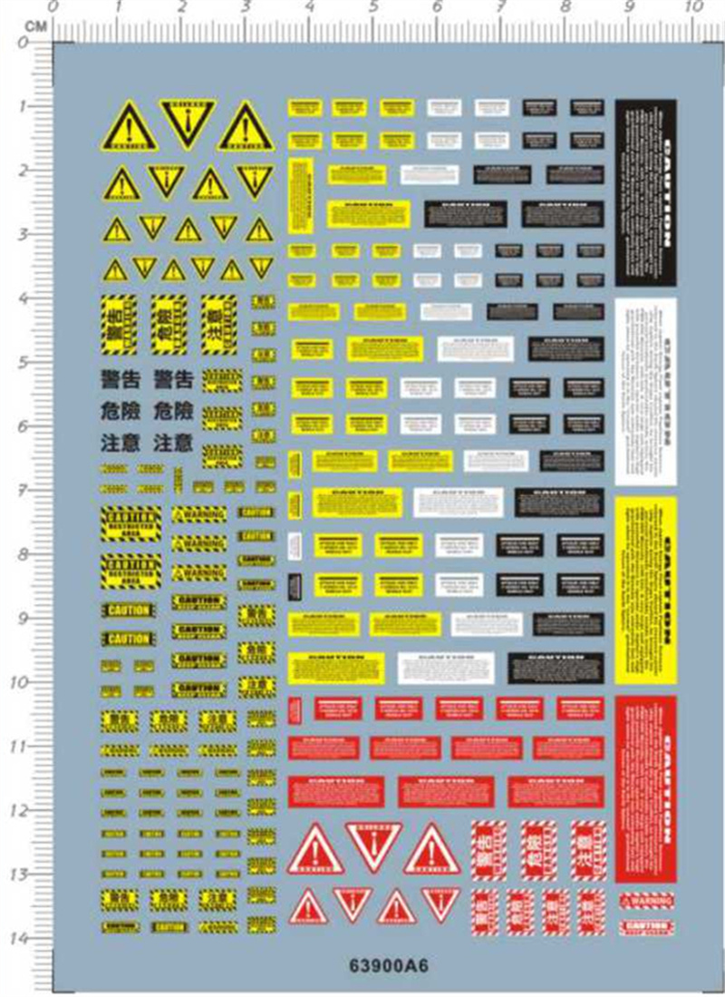 Model Kit Water Decal - Ostrzeżenie Uwaga Zagrożenie Naklejka z motywem