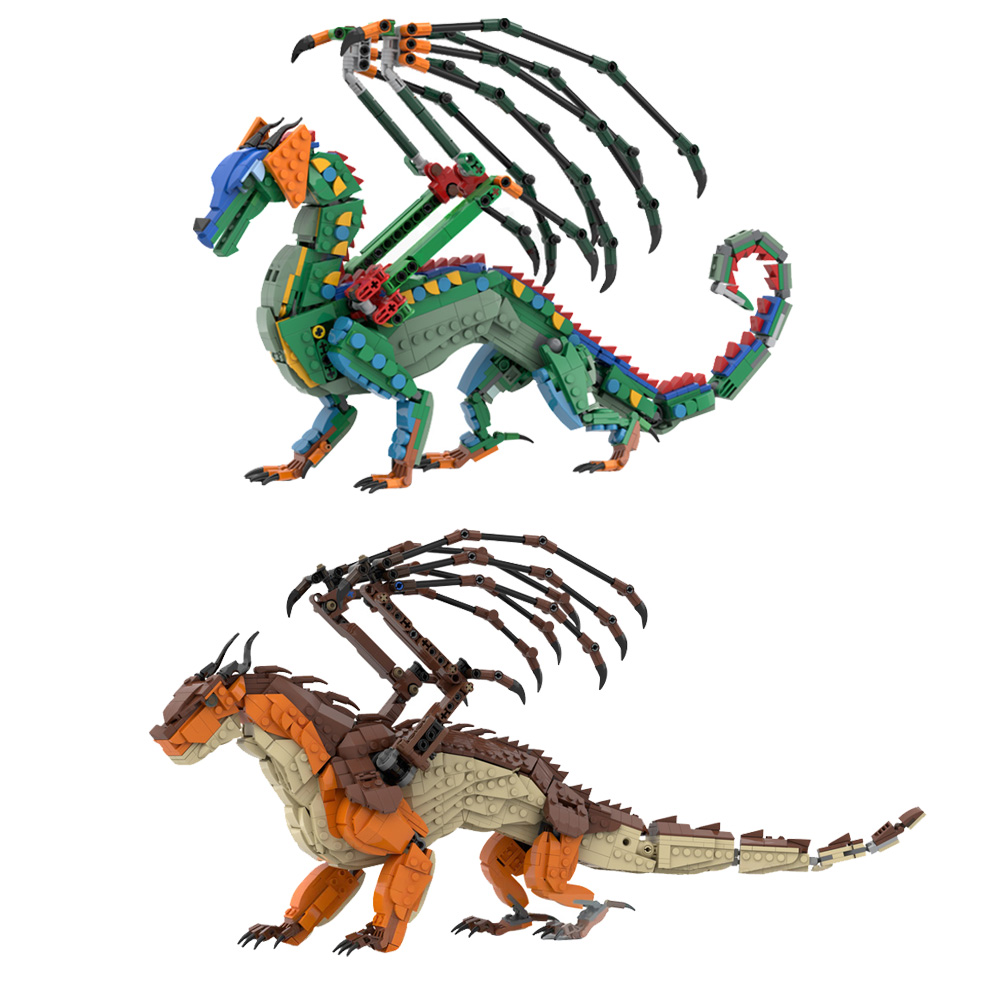 Model Kit Dragon - Klocki MOC RainWing Model Animowany Skrzydła