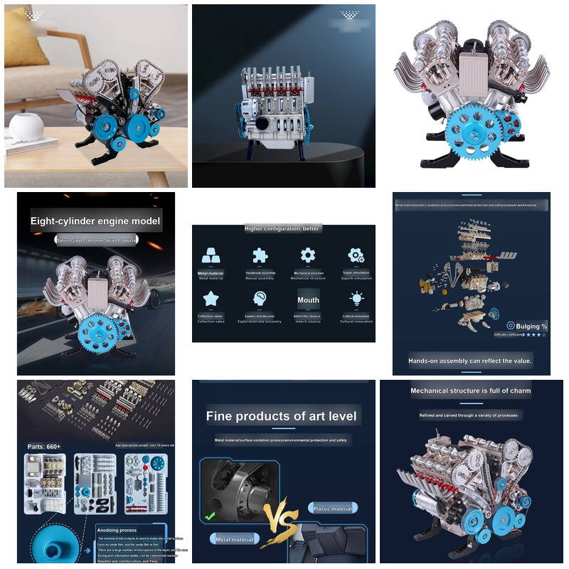 Model Kit V8 Engine - Zestaw do samodzielnego montażu 3D mechanicznego