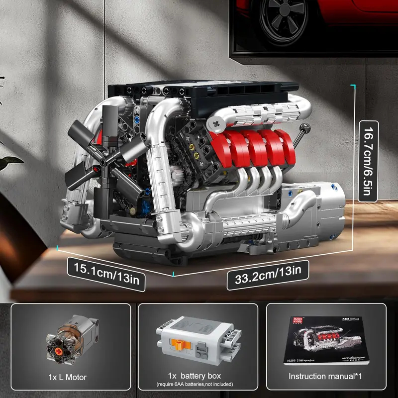 Mould King 10203 1169 elementó – Model Kit V8 Engine recenzja i cena